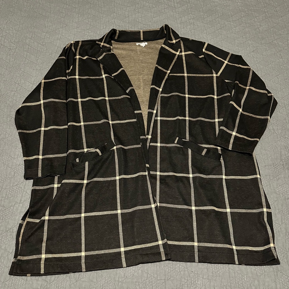 Maurices Black and Tan Checked Knit Blazer
